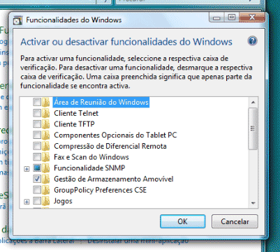 Desactiva as funcionalidades do Windows Vista que no usas